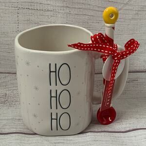 Rae Dunn North Pole Christmas Coffee Mug with Pole Spoon Ho Ho Ho Snowflake